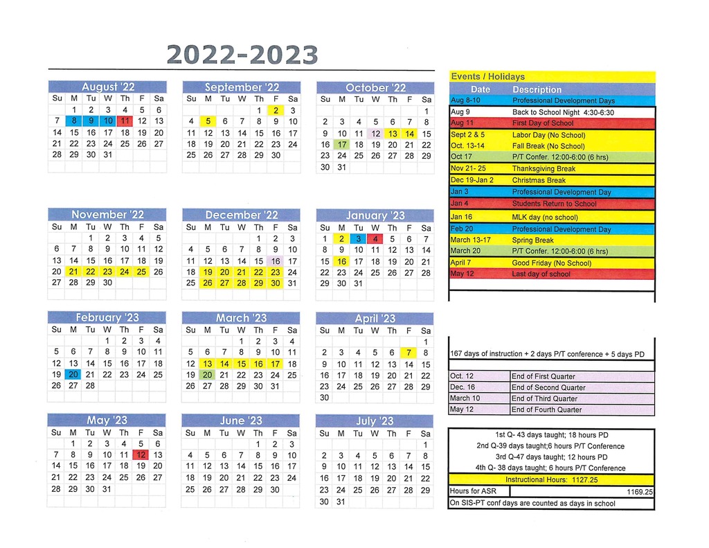 Tenkiller 22-23 Calendar